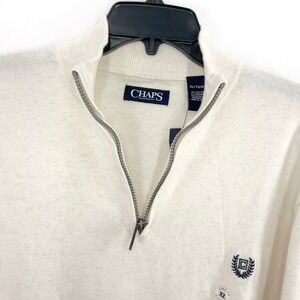 NEW Chaps Men's XL Oatmeal Heather Cotton Cashmere Quarter Zip Pullover Sweater